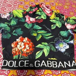 Dolce & Gabbana Black Floral Top with Green and Red Accents